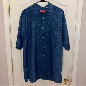 XXL Mecca “Scientific” Blue Button Up Shirt